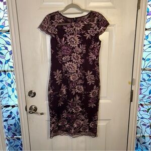 Alex Evenings Purple Floral below the knee dress Size 6